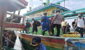 Evakuasi korban kapal nelayan KMN Cipta Karya yang terbalik akibat cuaca ekstrem di perairan Paciran Lamongan