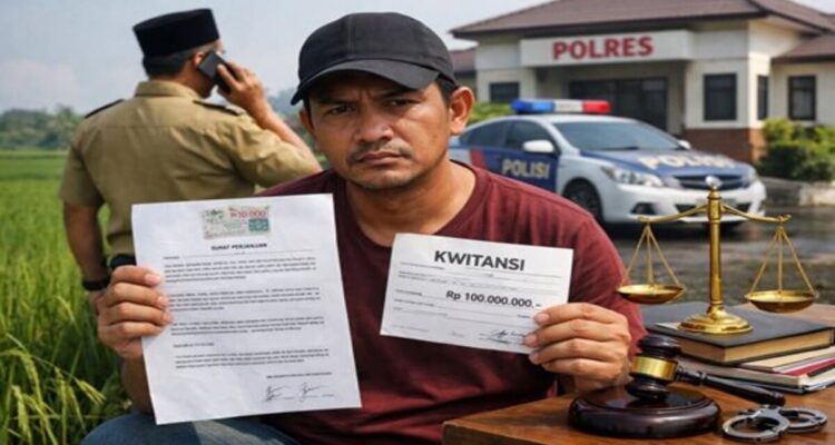 Warga Tuban menunjukkan dokumen perjanjian gadai sawah dengan Kades Keting Lamongan