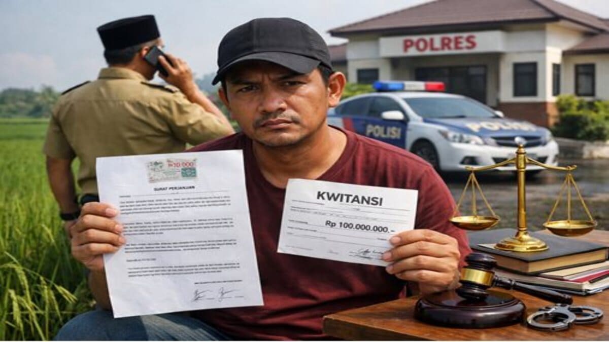 Warga Tuban menunjukkan dokumen perjanjian gadai sawah dengan Kades Keting Lamongan